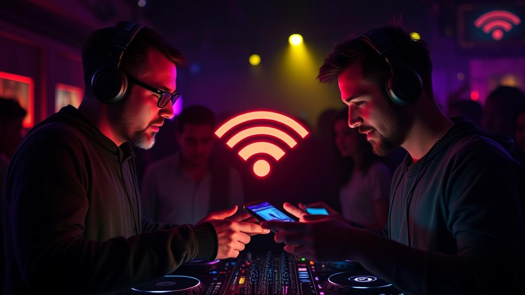 DJs and a crew sharing track files with Aura Drive